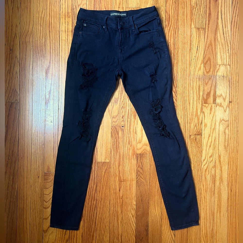 Express Mid-Rise Distressed Jean Leggings